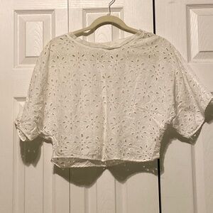 Cropped Batwing Short Sleeve Blouse